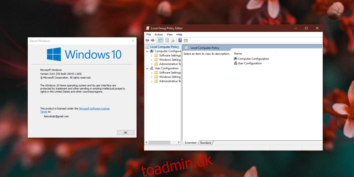 Sådan aktiveres gpedit.msc på Windows 10 Home Edition