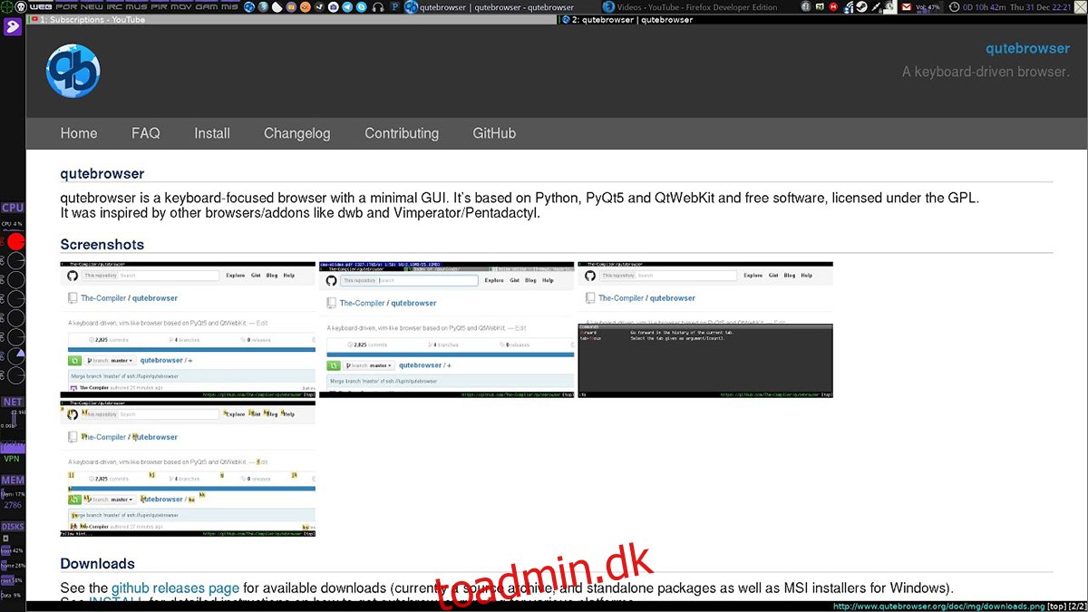 Sådan opsætter og bruger du Qutebrowser webbrowser på Linux