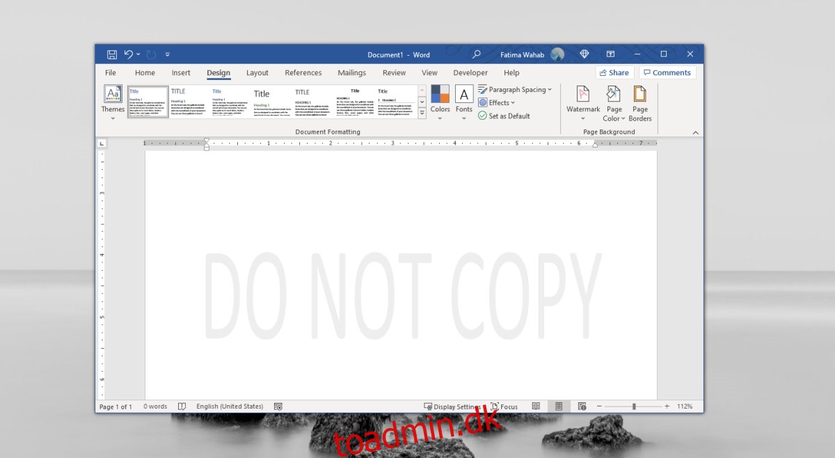 fjern vandmærke i Microsoft Word
