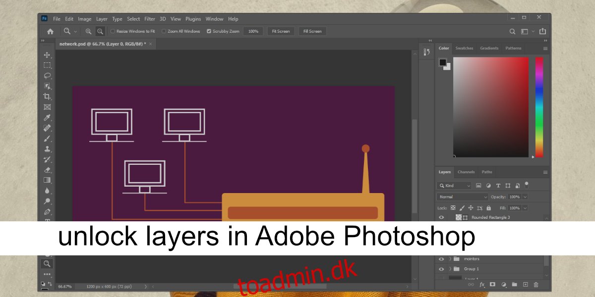 låse lag op i Adobe Photoshop
