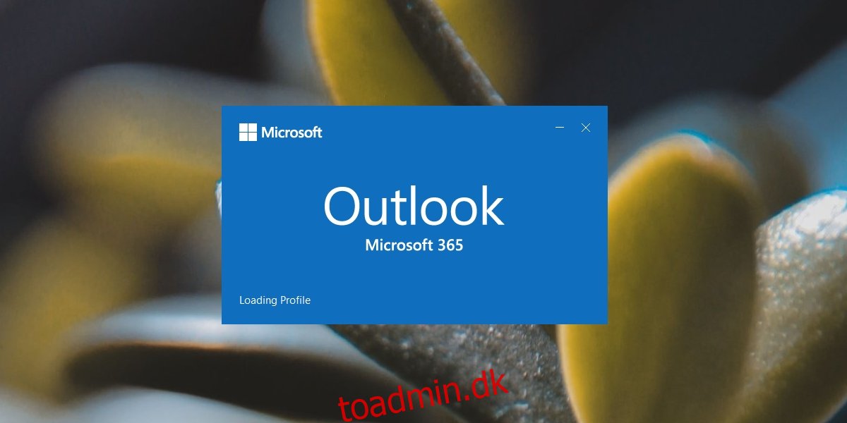 Outlook sidder fast ved indlæsningsprofil