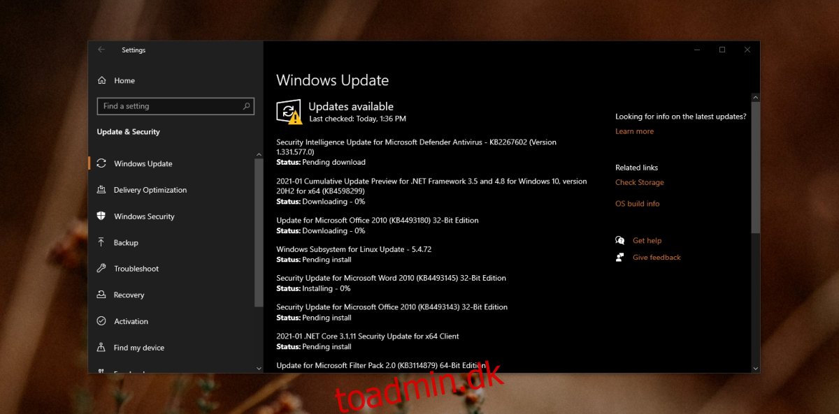 Sådan rettes en afventende installation af Windows Update (LØST)