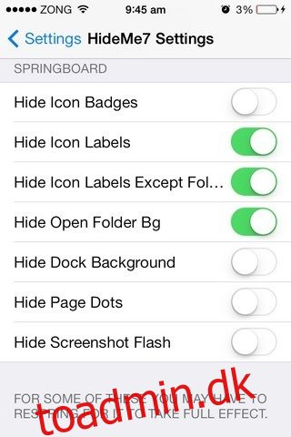 Fjern alle uønskede elementer fra iOS 7-grænsefladen med HideMe7