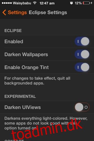 Eclipse aktiverer systemomfattende nattilstand i iOS 7