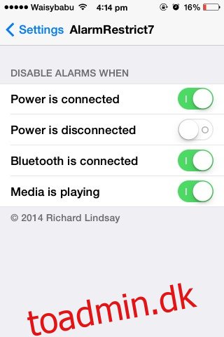 Automatisk deaktiver iOS 7-alarmer, når medier afspilles eller strøm er tilsluttet
