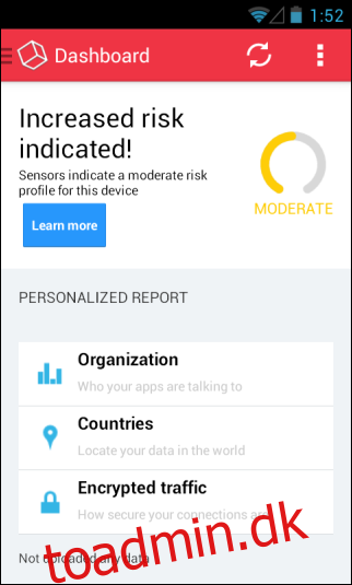Se landene og organisationerne Android Apps Send data til med viaProtect