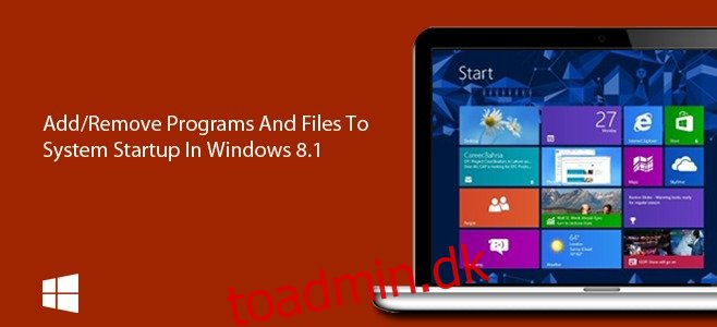 Sådan tilføjes/fjernes programmer og filer til systemstart i Windows 8.1