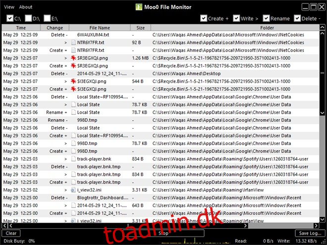 Moo0 File Monitor viser filændringer i realtid og logger dem [Windows]