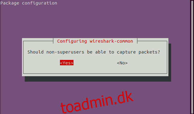 Indstillingsskærmen, der tillader ikke-rootbrugere at køre Wireshark med 