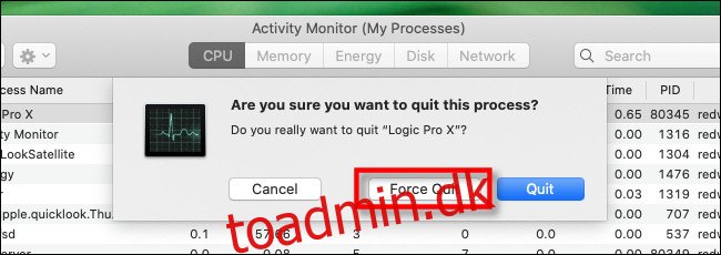 I Activity Monitor på Mac skal du vælge 