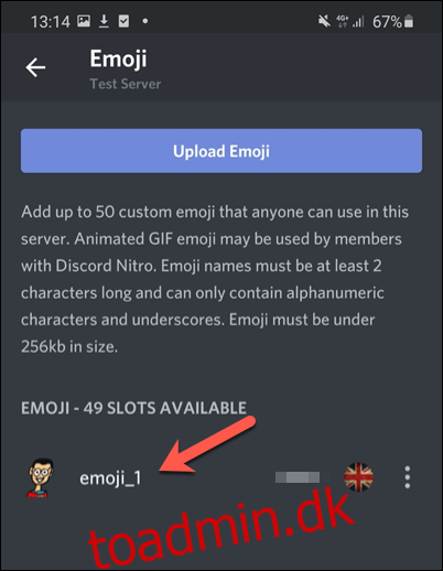 Tryk på din brugerdefinerede emoji i 