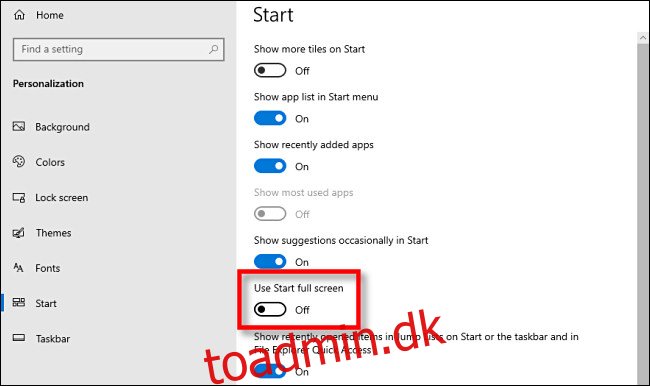 I Windows 10-indstillinger skal du klikke på 