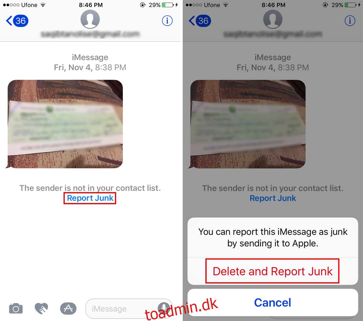 Sådan rapporteres og blokeres iMessage-spam på iOS
