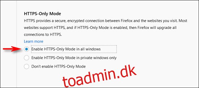 Vælg i Firefox Privatlivsindstillinger 