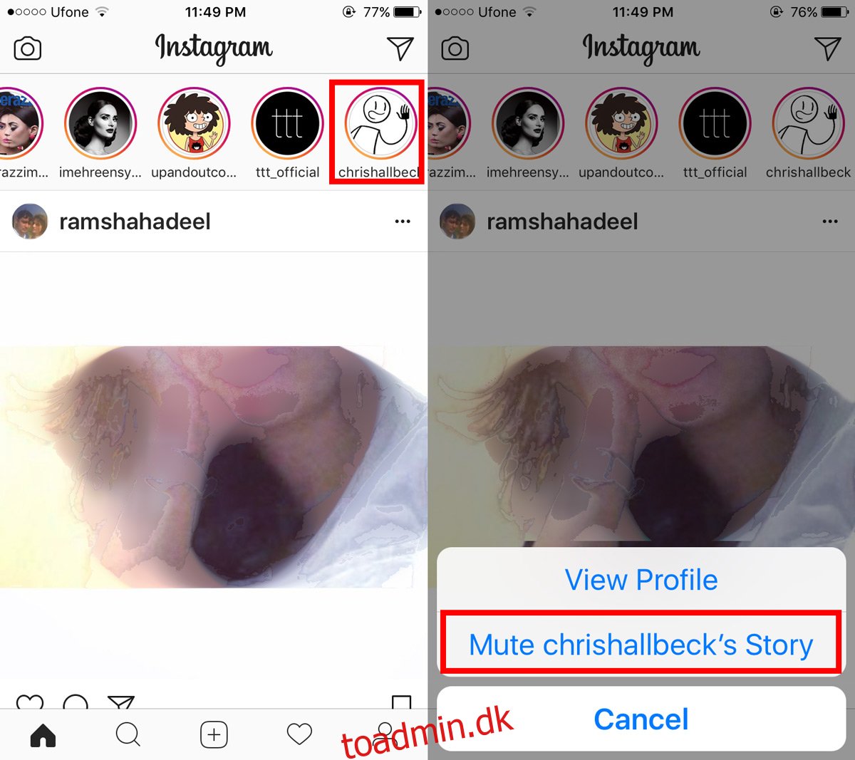 Sådan muter du en brugers Instagram-historie