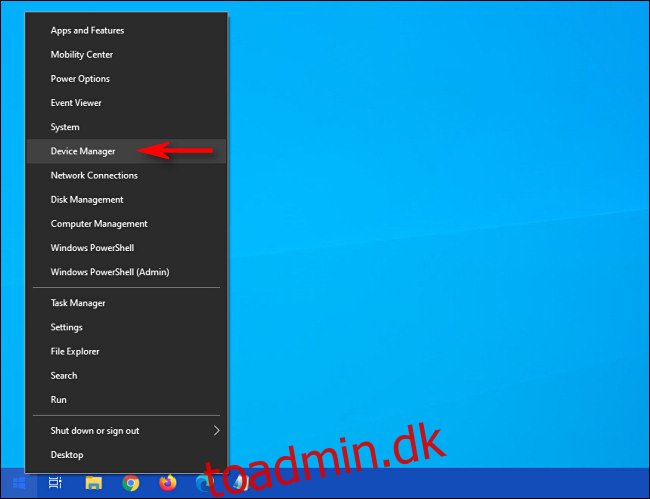 Klik på i Windows 10 Power User Menu 
