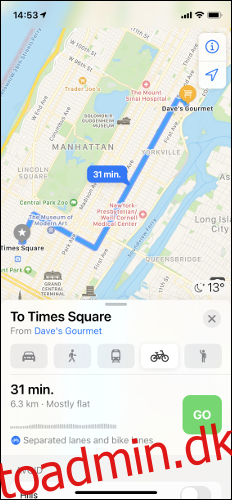 Sådan får du cykelnavigationsvejledninger i Apple Maps
