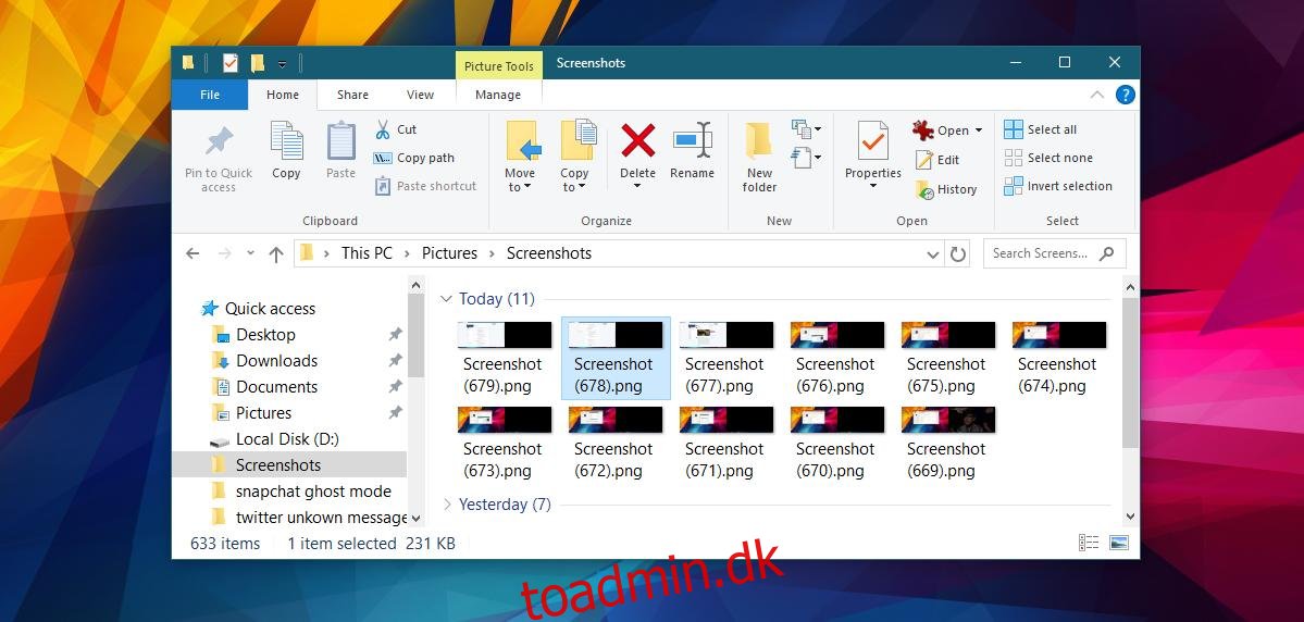 Sådan genstartes skærmbilleder til nummerering i Windows 10