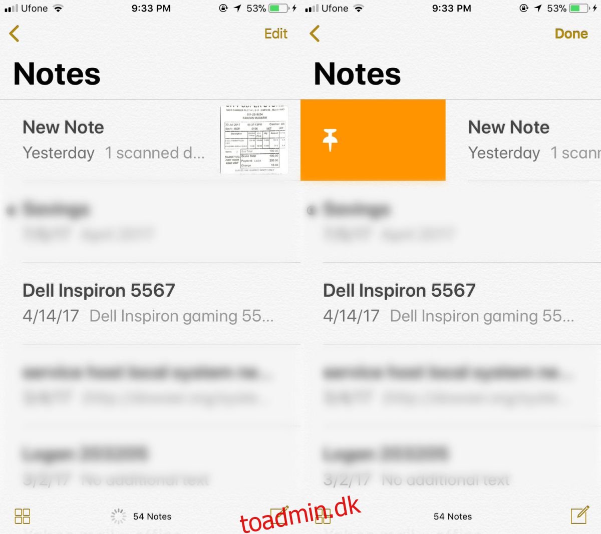 Sådan fastgøres noter i Notes-appen i iOS 11
