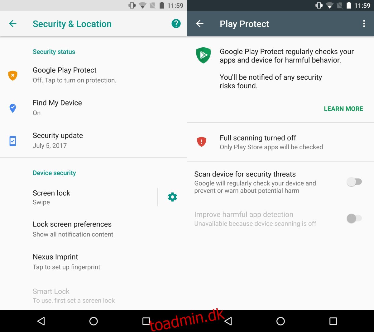 Sådan aktiverer du Google Play Protect på Android
