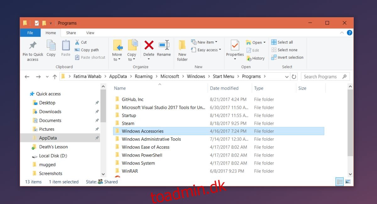 Sådan tilføjer du en app til alle apps i startmenuen i Windows 10