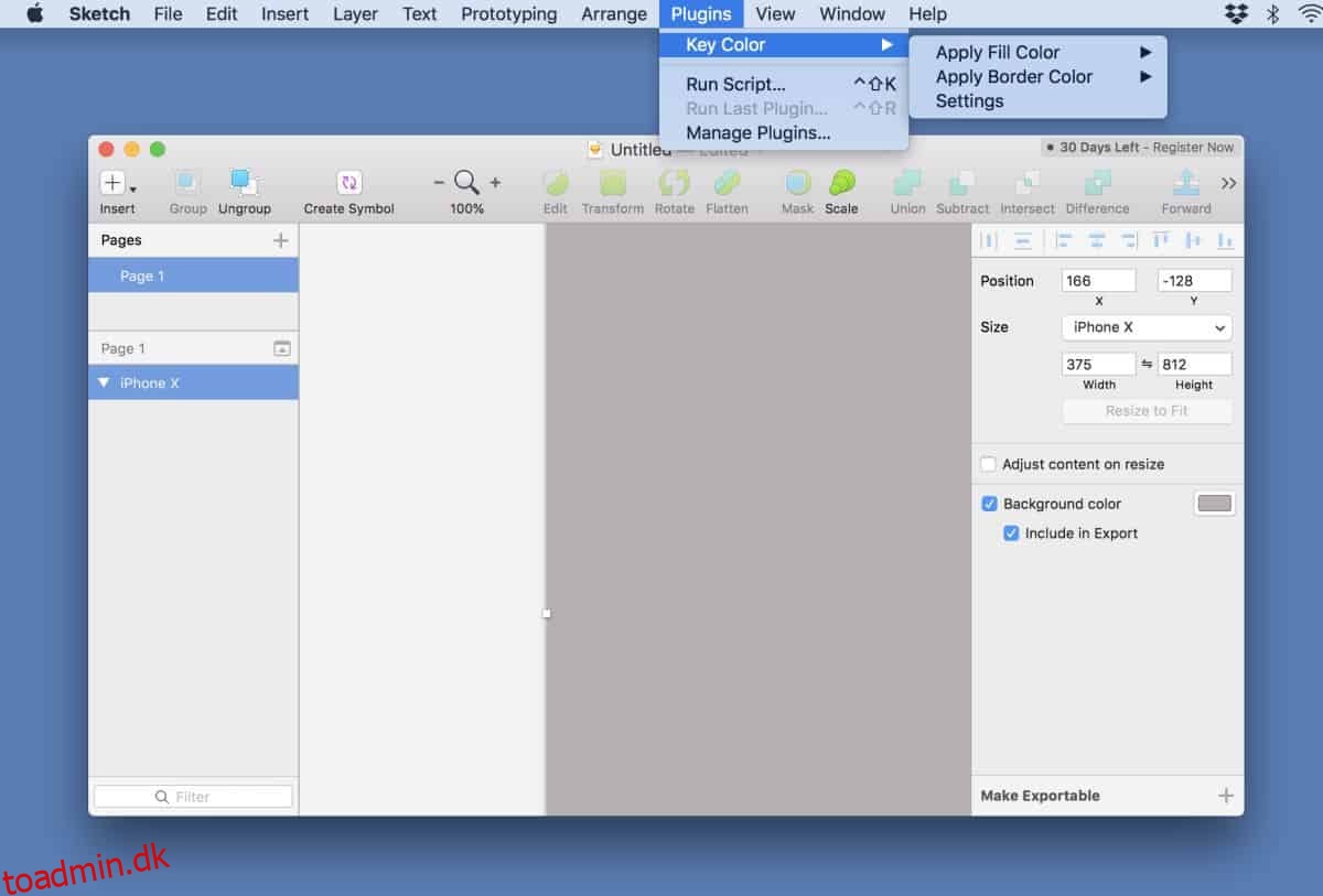 Sådan anvender du farver via genvejstaster i skitse på macOS