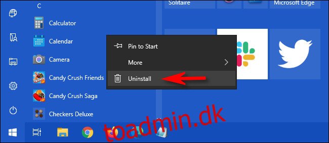 Højreklik på appen i Windows 10 Start-menuen og vælg 