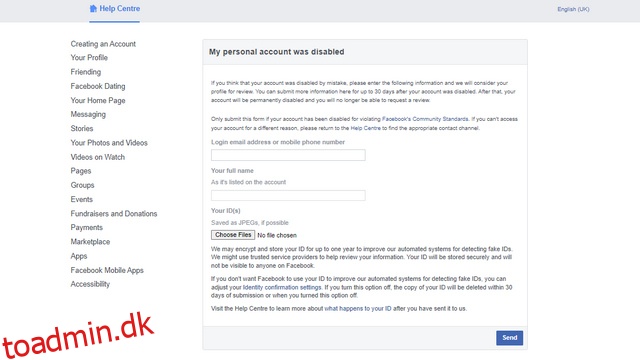 Facebook-konto deaktiveret?  Sådan gendannes låst Facebook-konto