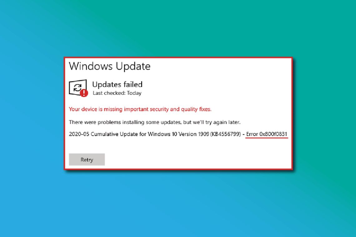 Ret 0x800f0831 Windows 10 Update Fejl