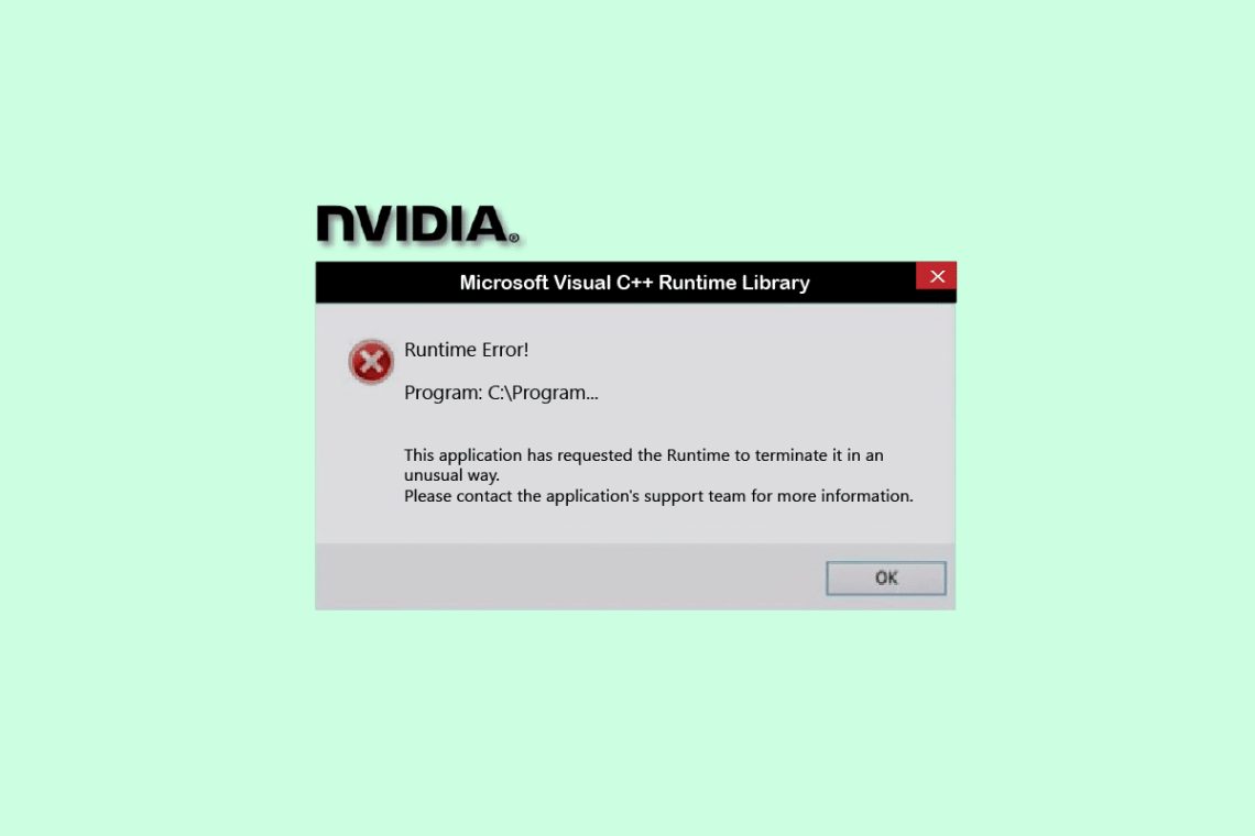 Ret NVIDIA Geforce Experience C++ Runtime Error