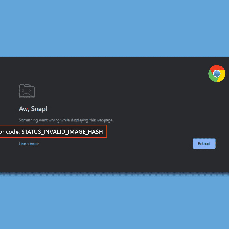 Ret Google Chrome Status Ugyldig billedhash-fejl
