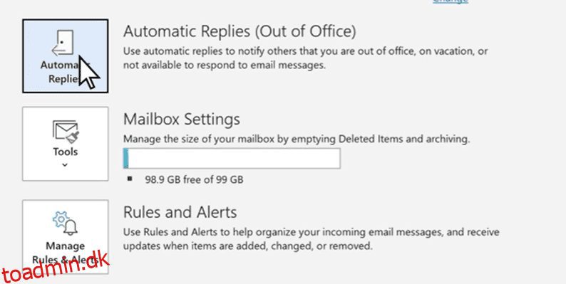 Sådan konfigurerer du automatisk svar i Outlook - toadmin.dk