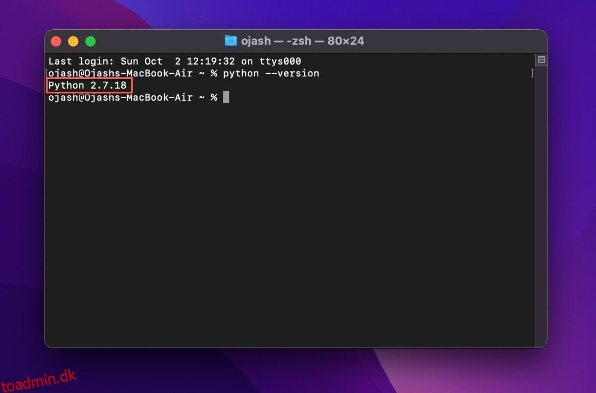 Sådan installeres Python på Mac og køre dit første script