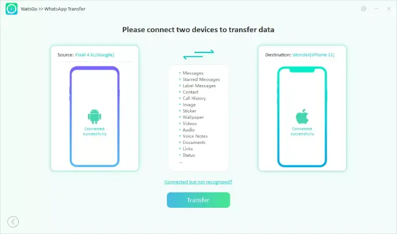 iToolab WatsGo – WhatsApp-overførsel mellem Android til iPhone (sikkerhedskopiering og gendannelse)