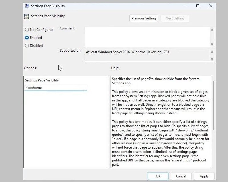 Sådan fjerner du startsiden fra appen Indstillinger i Windows 11