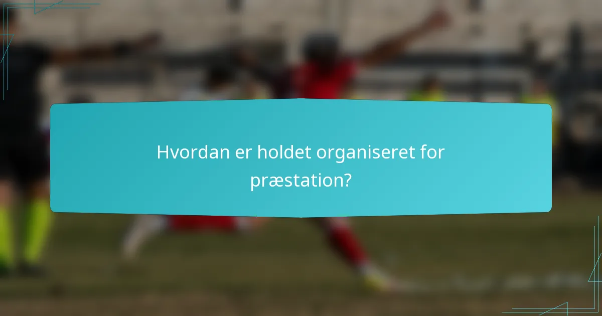 Hvordan er holdet organiseret for præstation?